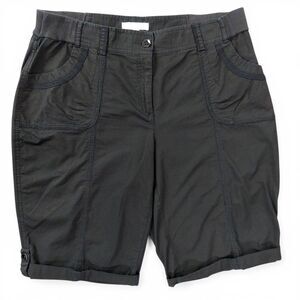 Chico’s Black Bermuda Shorts Size 2.5 Cotton Stretch Roll Tab Casual Mid Rise